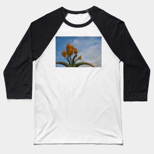 Orange Cactus Baseball T-Shirt by randymir